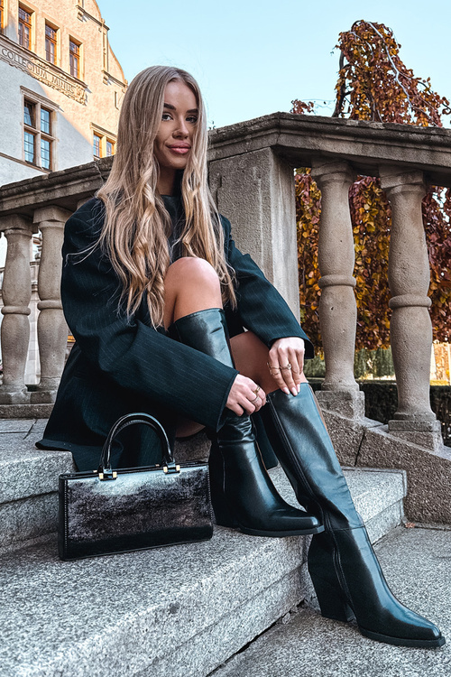 Жіночі чоботи на підборах з підкладкою чорні Katelle