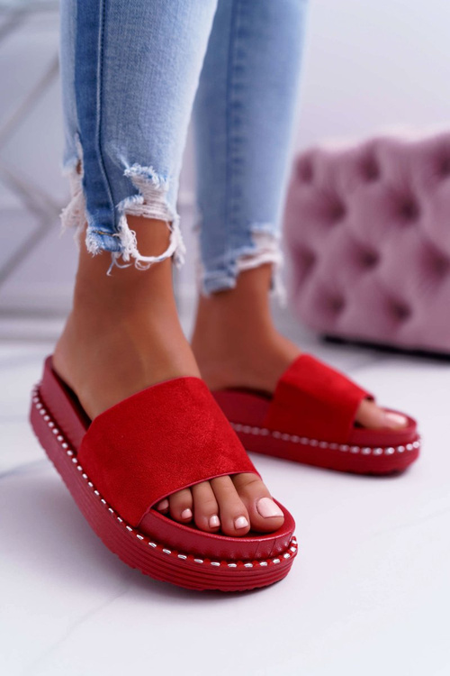 Жіночі високі шльопанці червоні Kadela