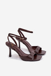 Жіночі сандалі на високому каблуці Еко шкіра Шоколад Brisora