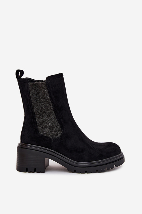 Жіночі Чоботи З Утепленням На Блоці Чорні Zoralia