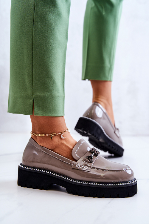 Лаковані туфлі з орнаментом Світло-коричневі Adison