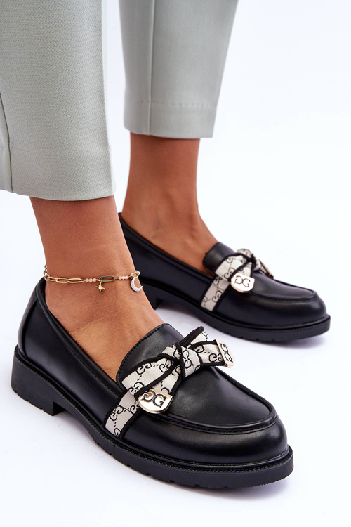 Шкіряні жіночі лофери чорні S.Barski HY42-330