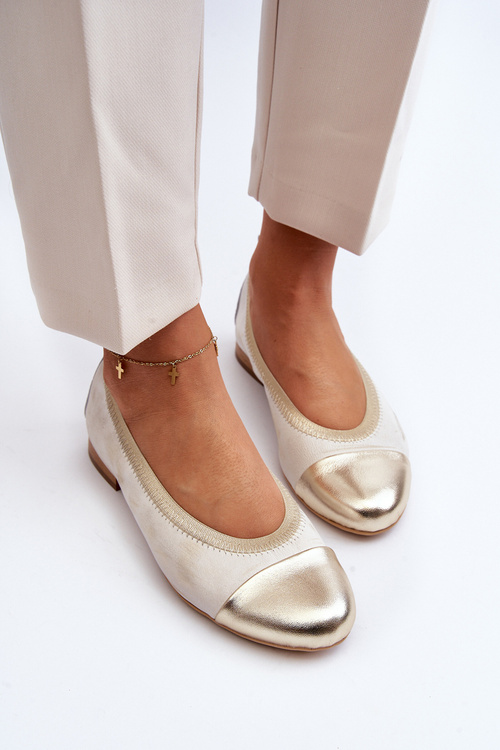 Шкіряні балетки Zazoo 2890 Золоті зіпсовані