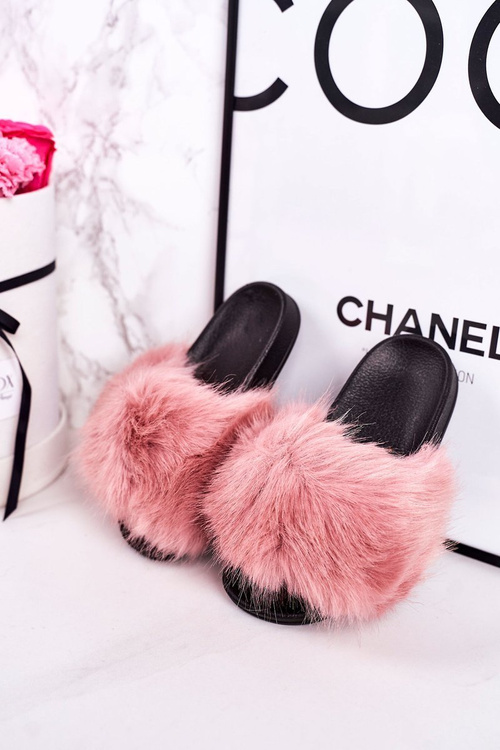 Дитячі Тапочки з Хутром Рожеві Fashionista