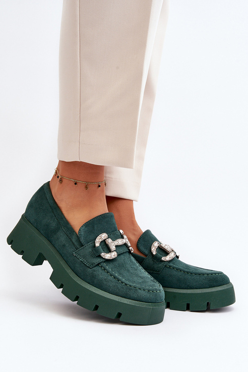 Жіночі лофери з декором Green Ellise