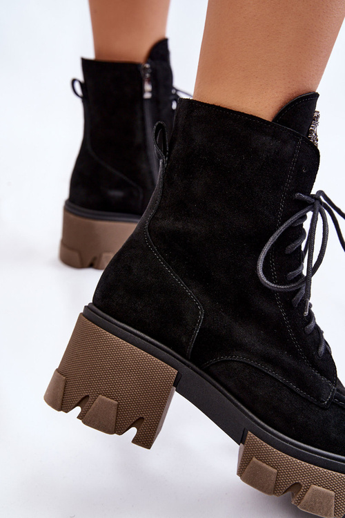 Жіночі замшеві теплі черевики Trapper Black Rehin