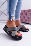 Жіночі шльопанці чорні з кристалами Belmondo