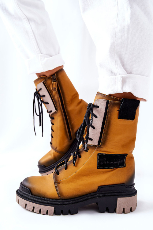 Чоботи шкіряні утеплені Maciejka Yellow 05113-07