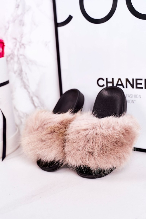 Дитячі тапочки з хутром Бежеві Fashionista