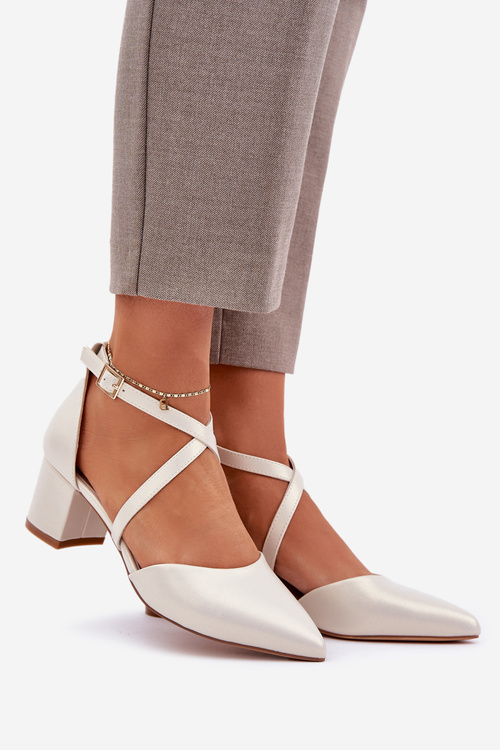 Туфлі На Каблуку З Еко Шкіри Перлові Sergio Leone SK830