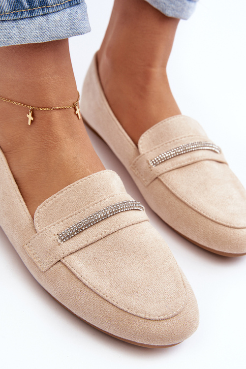 Жіночі бежеві лофери зі штучної замші Ladite