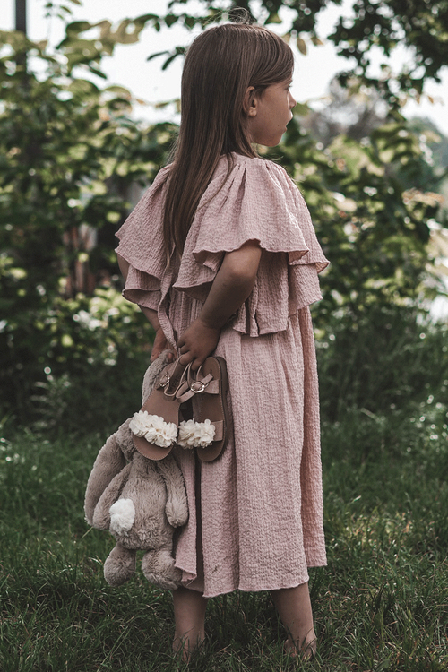 Модні дитячі босоніжки з квіточками Бежево-золоті полі