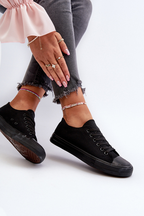 Жіночі класичні низькі чорні кросівки Caelira