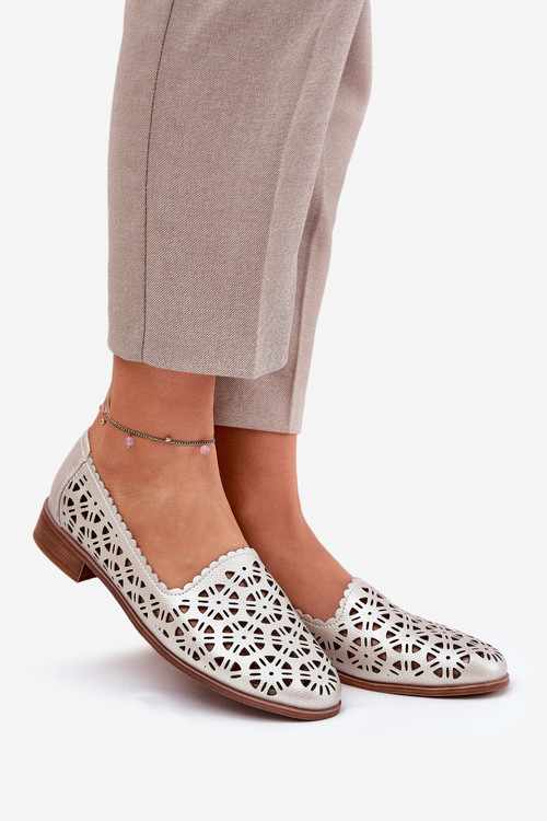 Шкіряні Перфоровані Жіночі Мокасини S.Barski LR51-646 Золоті