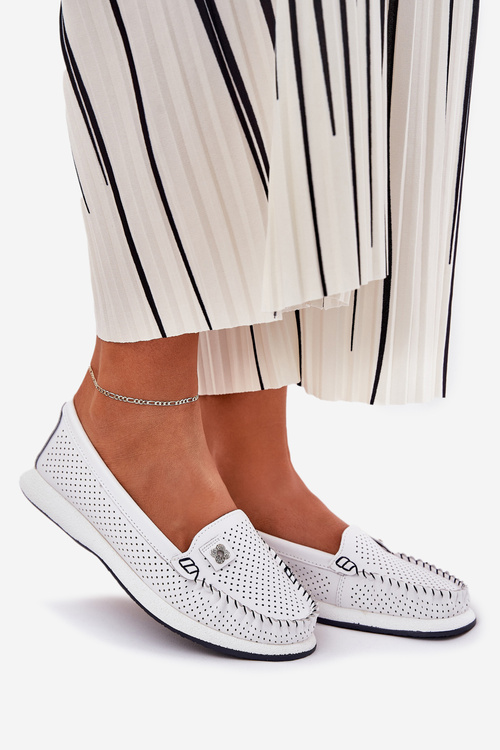 Жіночі Шкіряні Мокасини S.Barski LR51-673 Білі