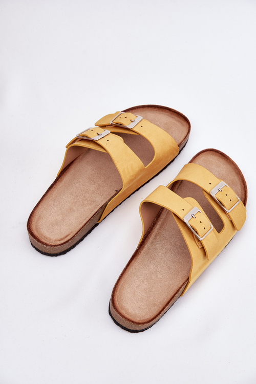 Жіночі Сандалі На Корковій Платформі З Пряжкою Жовті Evisolla