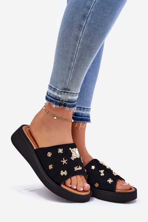 Жіночі Замшеві Сандалі З Прищіпками Чорні Vinceza 66741