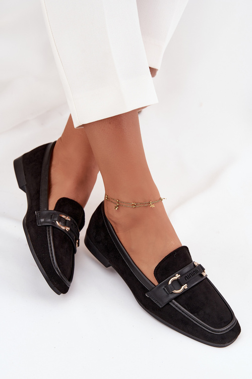 Мокасини Лофери Жіночі З Декоративним Елементом Чорні Evelora