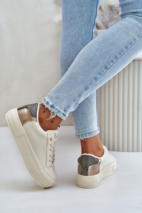 Теплі жіночі кросівки на платформі Big Star OO274A454 бежевого кольору