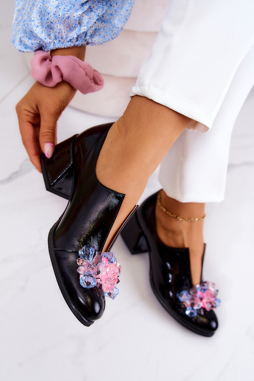 Шкіряні гладкі туфлі з декором Black Delaver