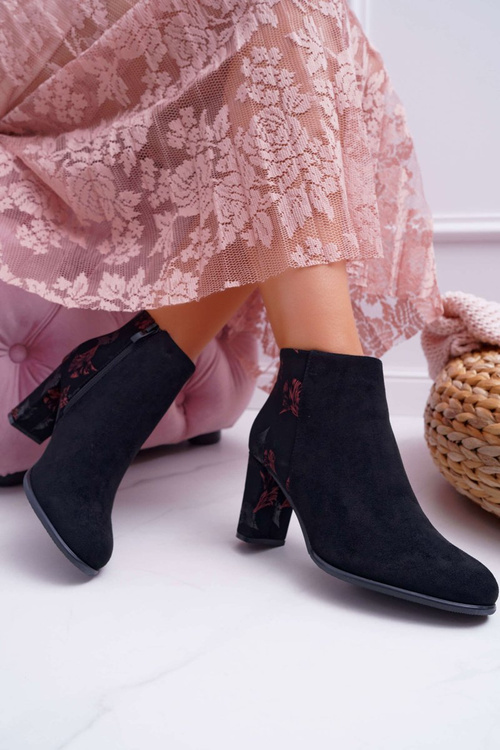 Чоботи жіночі на шпильці Sergio Leone W Pink Flower Folk Black Eros2