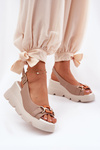 Шкіряні жіночі сандалі на платформі з декором Artiker 56C2208 темно-бежеві
