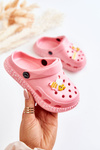 Дитячі світлі тапочки Crocs з декором Pink Bertis 