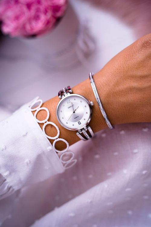 Жіночий годинник Ernest Zircons Silver Alendi