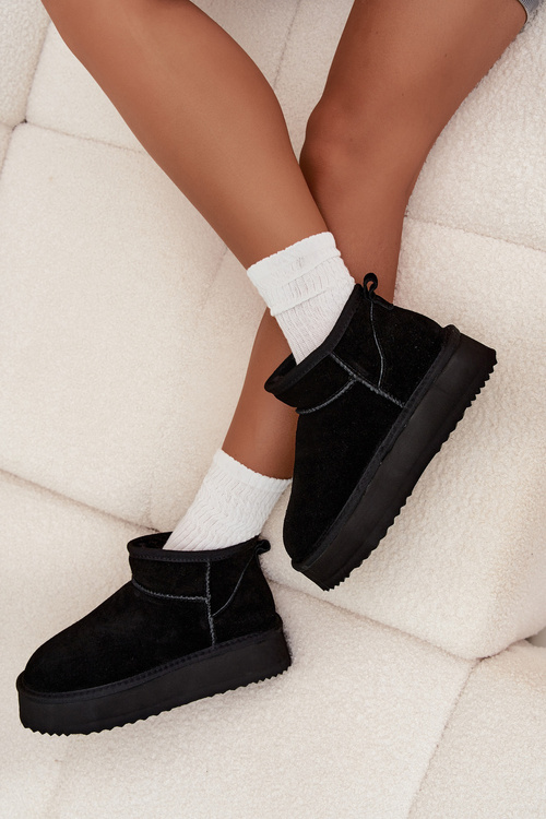 Замшеві жіночі зимові чоботи на платформі Vinceza 97962 Чорні
