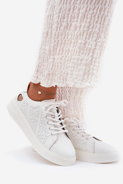 Жіночі Шкіряні Кросівки На Платформі Vinceza 88018 Білі