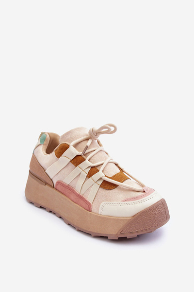 Жіноче замшеве спортивне взуття на платформі бежеві Rohan