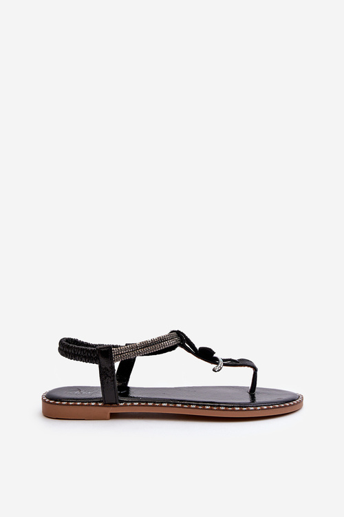 Жіночі сандалі на плоскій підошві з декоративною квіткою Silver Edoni