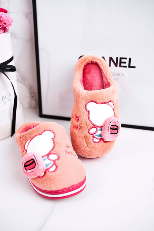 Дитячі домашні тапочки з ведмедиком яскраво-рожевий Go To School