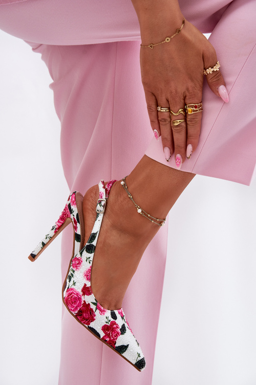 Прикрашені Туфлі На Каблуках З Розами Білі Vevessa