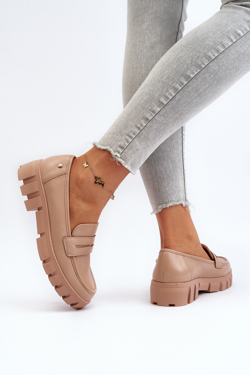 Жіночі мокасини зі штучної шкіри бежеві Seravisa