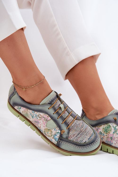 Шкіряні Жіночі Черевики З Візерунком Maciejka 06784-09 Зелений