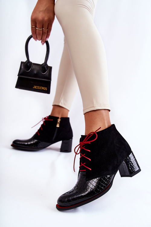 Чоботи жіночі на низькому каблуці Чорні Ebba