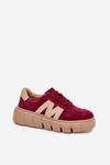 Замшеві Жіночі Кросівки На Платформі Vinceza 79561 Бордові