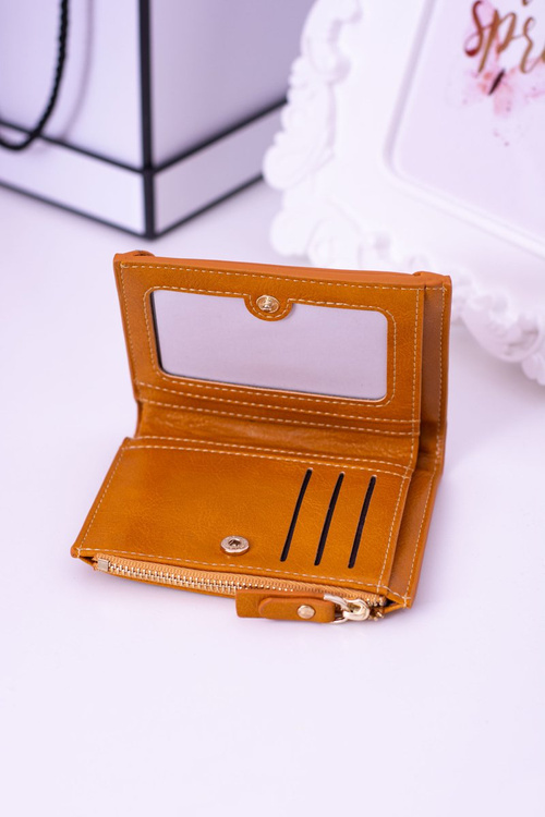 Маленький гірчичний жіночий гаманець Gold Lock