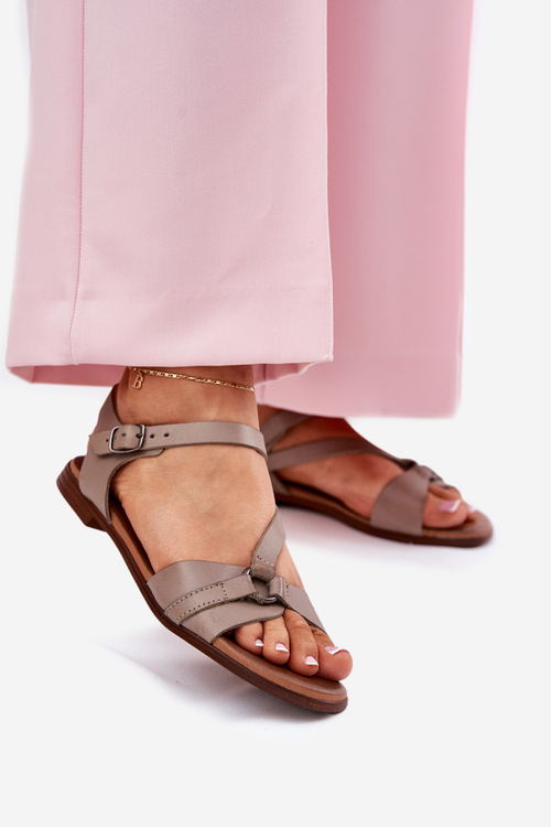 Zazoo 40182 Шкіряні Жіночі Сандалі Темно-бежеві