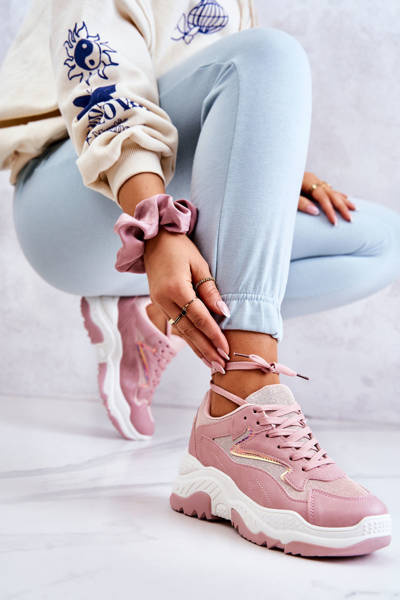 Жіночі масивні блискучі кросівки Pink Canadia