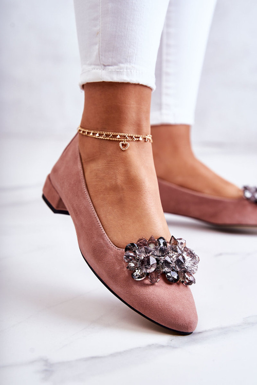 Замшеві балетки з декором Рожевий Loretty