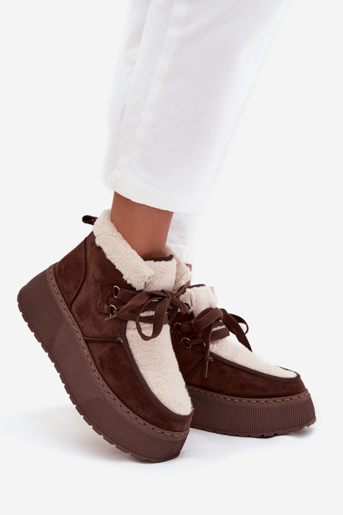 Жіночі сніговики на платформі з хутром коричневі Florivelle