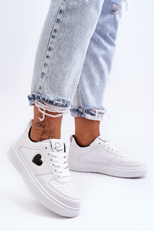 Класичне спортивне взуття з біло-чорним сердечком Amore