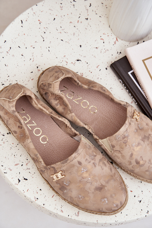 Елегантні Замшеві Еспадрілі З Квітами Жіночі Бежеві Зазу 10177