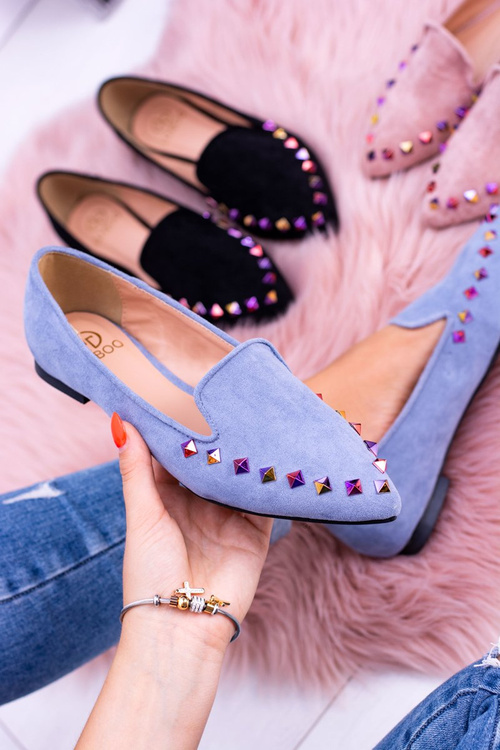 Lu Boo Blue Lords Iridescent Jetted Suede Spike Lords