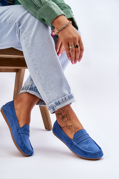 Жіночі класичні замшеві лофери Blue Ivana