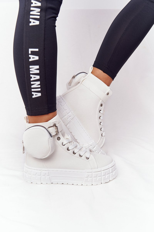 Жіночі кросівки на платформі з гаманцем білі попкорн