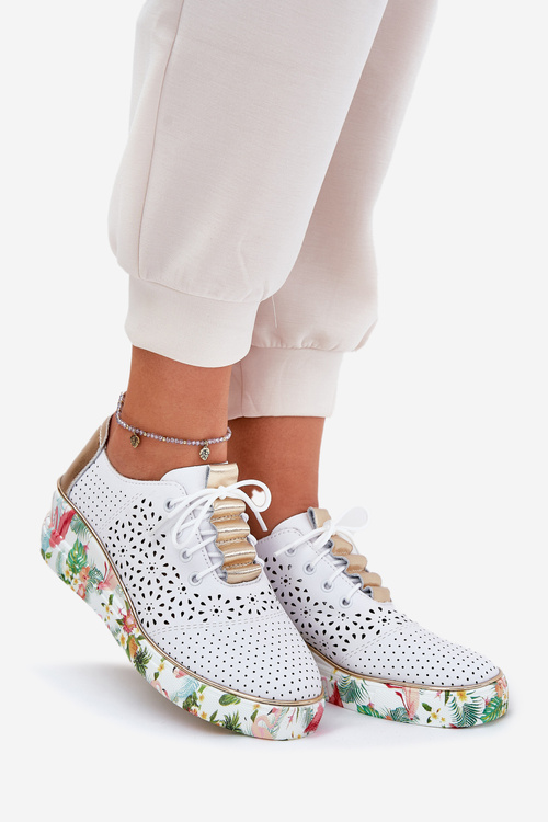 Жіноче Кожане Взуття На Платформі Artiker 56C1800 Біло-Золотий