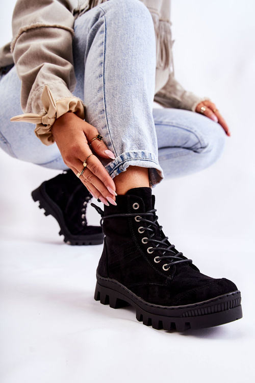 Замшеві кросівки зі строчкою Black Layden